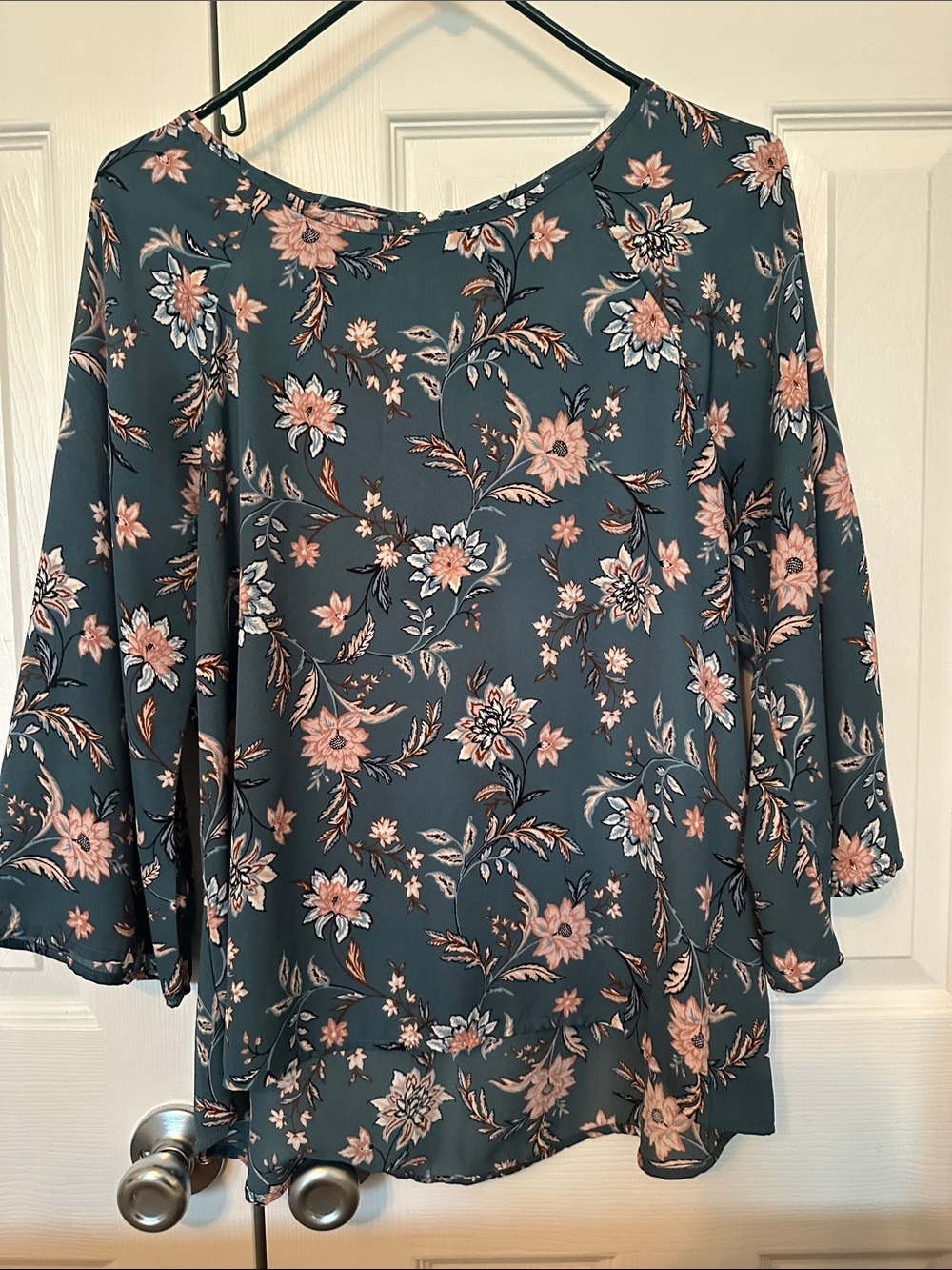 Papermoon Dusty Teal Floral Peasant Tunic